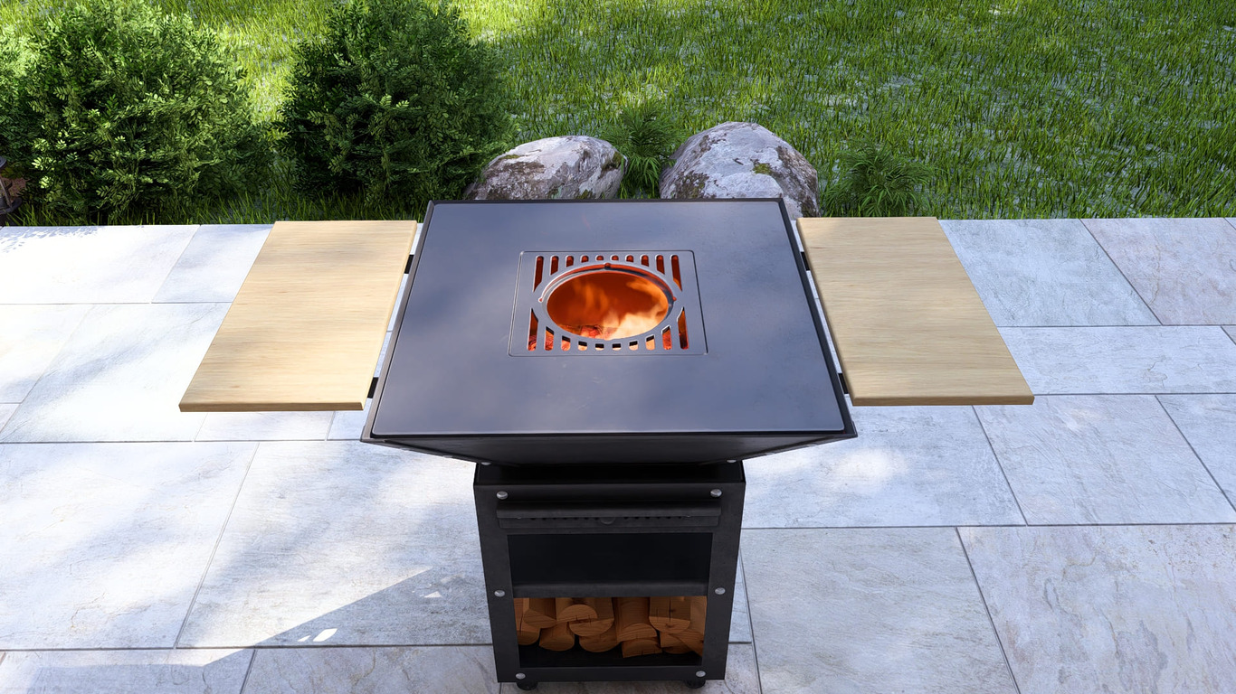 Collapsible 31-Inch Square BBQ Grill V2 with Wooden Tabletop. DXF, SVG files for plasma, laser cutting. Plancha BBQ. Фото 7