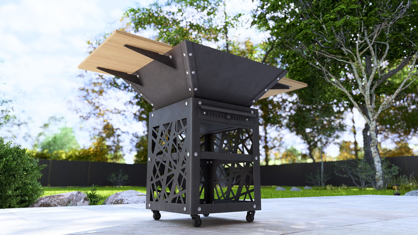 Collapsible 31-Inch Square BBQ Grill V2 with Wooden Tabletop. DXF, SVG files for plasma, laser cutting. Plancha BBQ. Фото 10