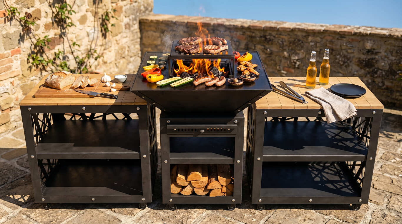 Barbecue carré pliable 780 mm avec deux tables. Fichiers DXF, SVG pour découpe plasma et laser. Plancha BBQ. Фото 3