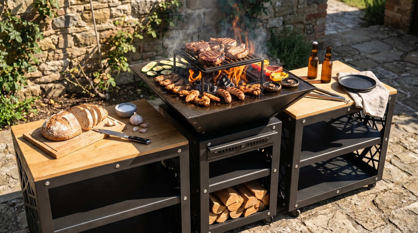 Barbecue carré pliable 780 mm avec deux tables. Fichiers DXF, SVG pour découpe plasma et laser. Plancha BBQ. Фото 4