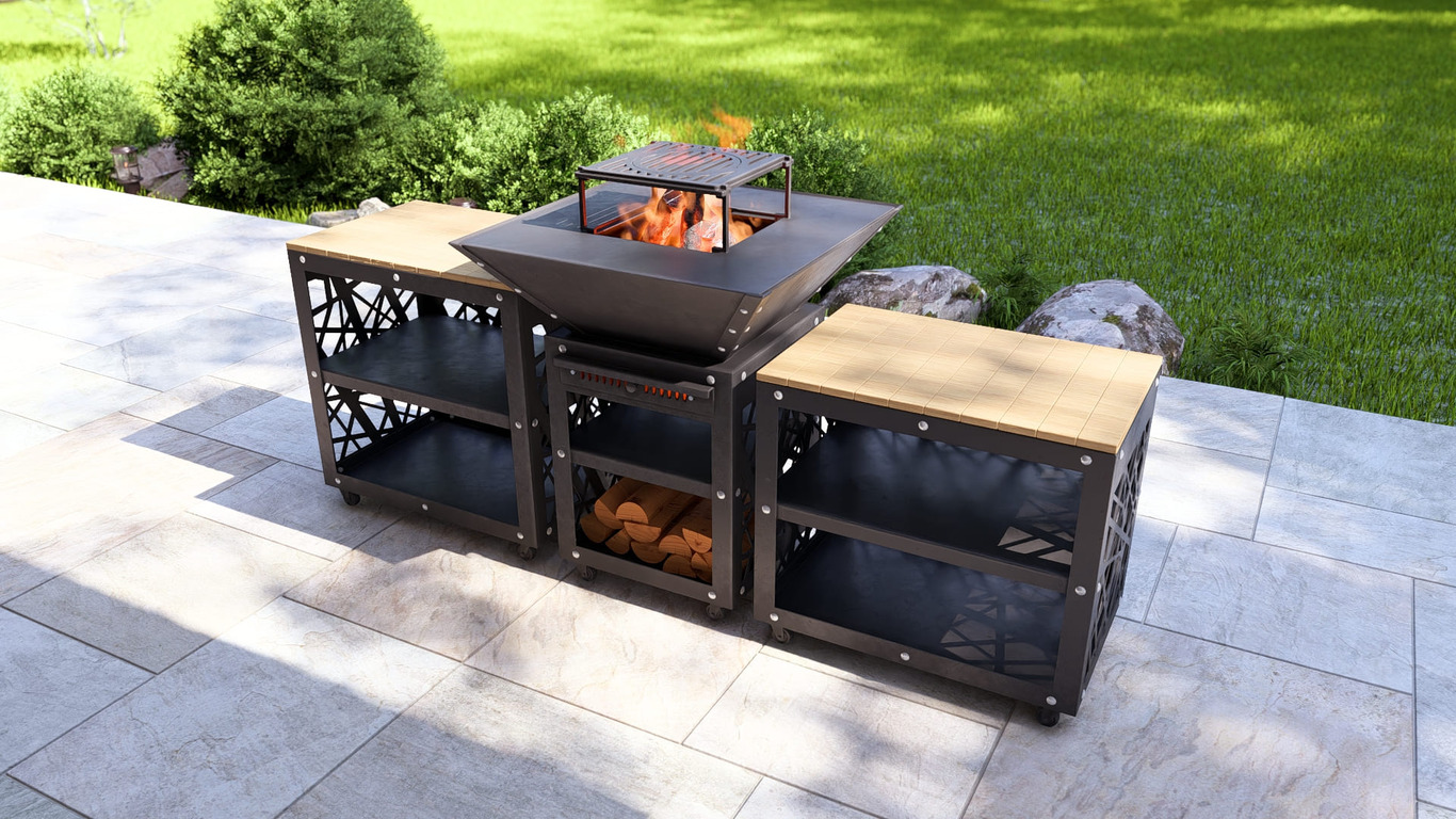 Barbecue carré pliable 780 mm avec deux tables. Fichiers DXF, SVG pour découpe plasma et laser. Plancha BBQ. Фото 6