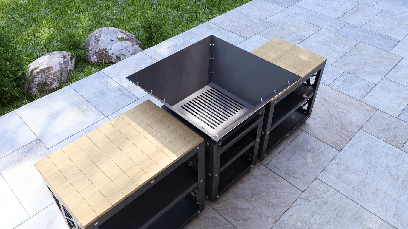 Barbecue carré pliable 780 mm avec deux tables. Fichiers DXF, SVG pour découpe plasma et laser. Plancha BBQ. Фото 18