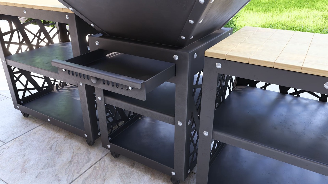 Barbecue carré pliable 780 mm avec deux tables. Fichiers DXF, SVG pour découpe plasma et laser. Plancha BBQ. Фото 17