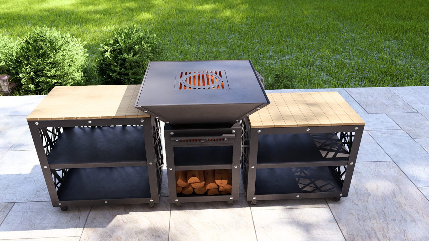 Barbecue carré pliable 780 mm avec deux tables. Fichiers DXF, SVG pour découpe plasma et laser. Plancha BBQ. Фото 7