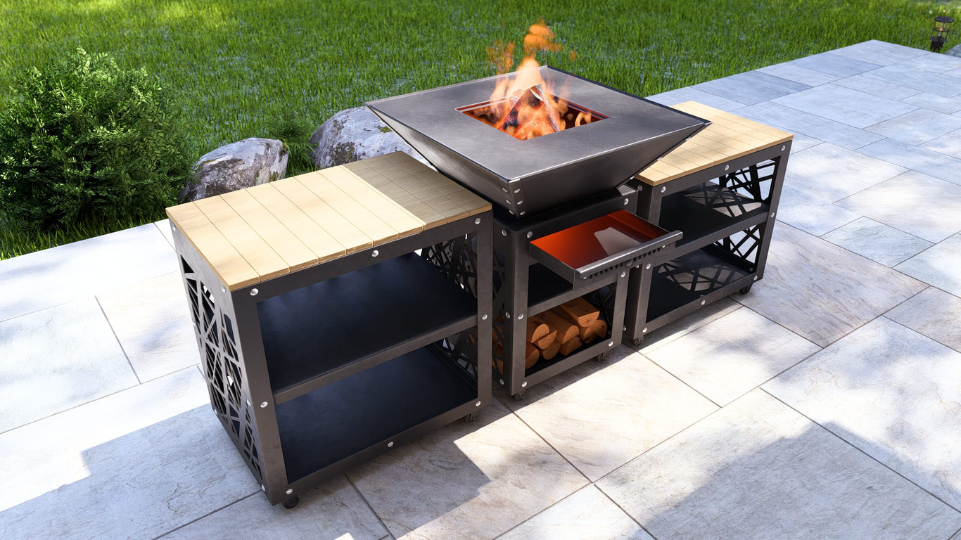 Barbecue carré pliable 780 mm avec deux tables. Fichiers DXF, SVG pour découpe plasma et laser. Plancha BBQ. Фото 8