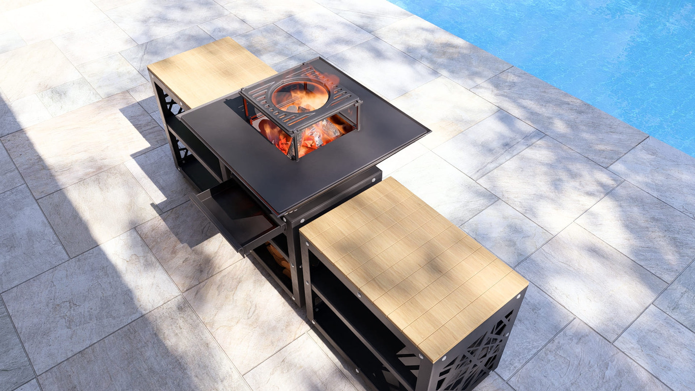 Barbecue carré pliable 780 mm avec deux tables. Fichiers DXF, SVG pour découpe plasma et laser. Plancha BBQ. Фото 9