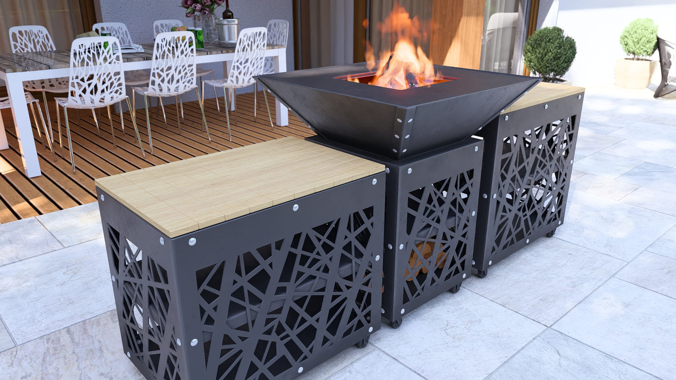 Barbecue carré pliable 780 mm avec deux tables. Fichiers DXF, SVG pour découpe plasma et laser. Plancha BBQ. Фото 12