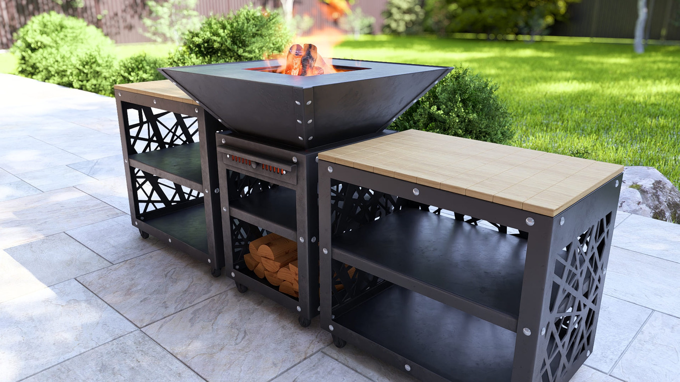 Barbecue carré pliable 780 mm avec deux tables. Fichiers DXF, SVG pour découpe plasma et laser. Plancha BBQ. Фото 10