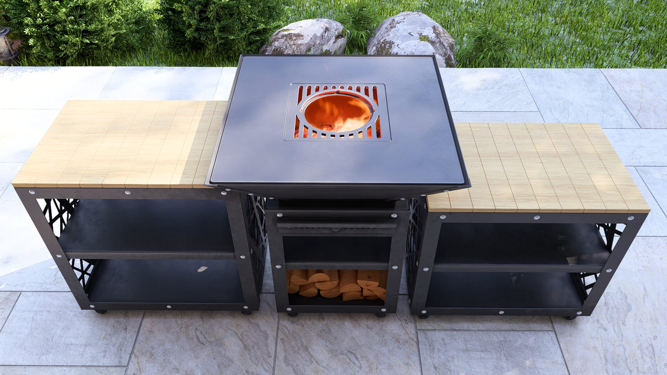 Barbecue carré pliable 780 mm avec deux tables. Fichiers DXF, SVG pour découpe plasma et laser. Plancha BBQ. Фото 13