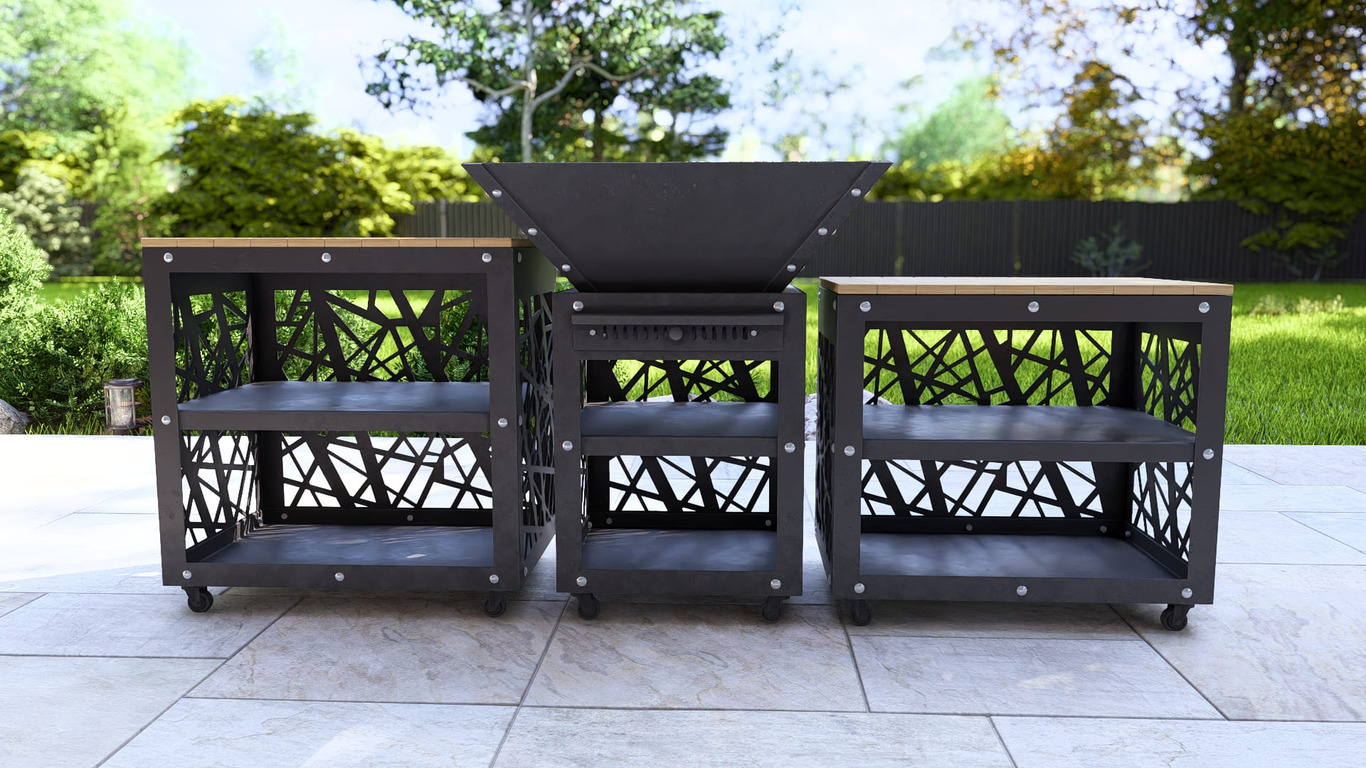Barbecue carré pliable 780 mm avec deux tables. Fichiers DXF, SVG pour découpe plasma et laser. Plancha BBQ. Фото 14