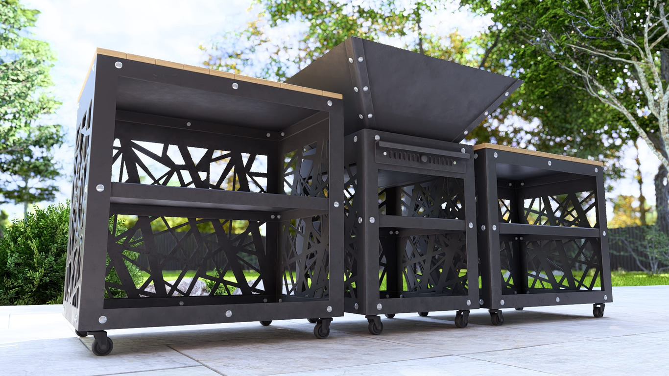 Barbecue carré pliable 780 mm avec deux tables. Fichiers DXF, SVG pour découpe plasma et laser. Plancha BBQ. Фото 15