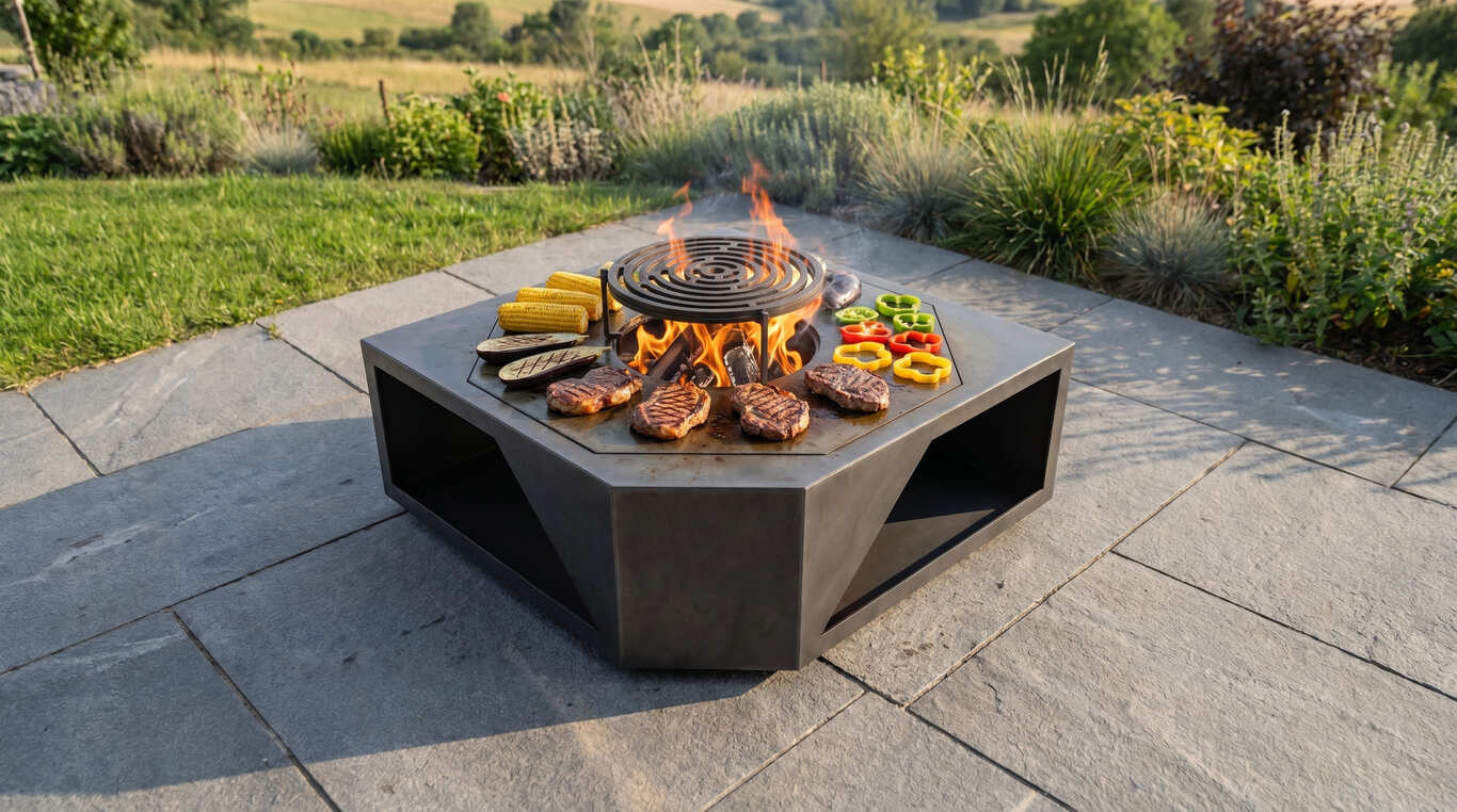Shield Fire Pit Grill. DXF, SVG files for plasma, laser cutting. Outdoor Barbecue