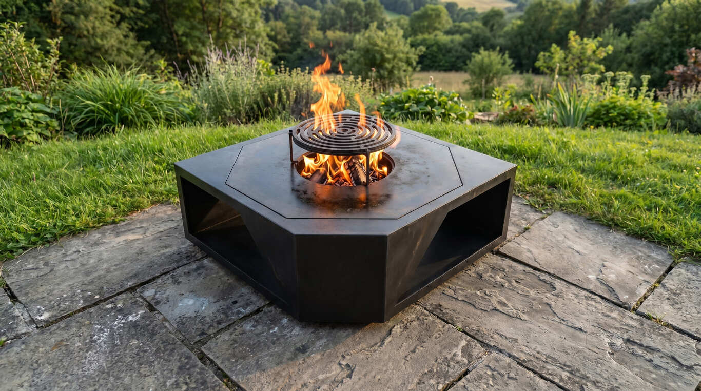 Shield Fire Pit Grill. DXF, SVG files for plasma, laser cutting. Outdoor Barbecue. Фото 2