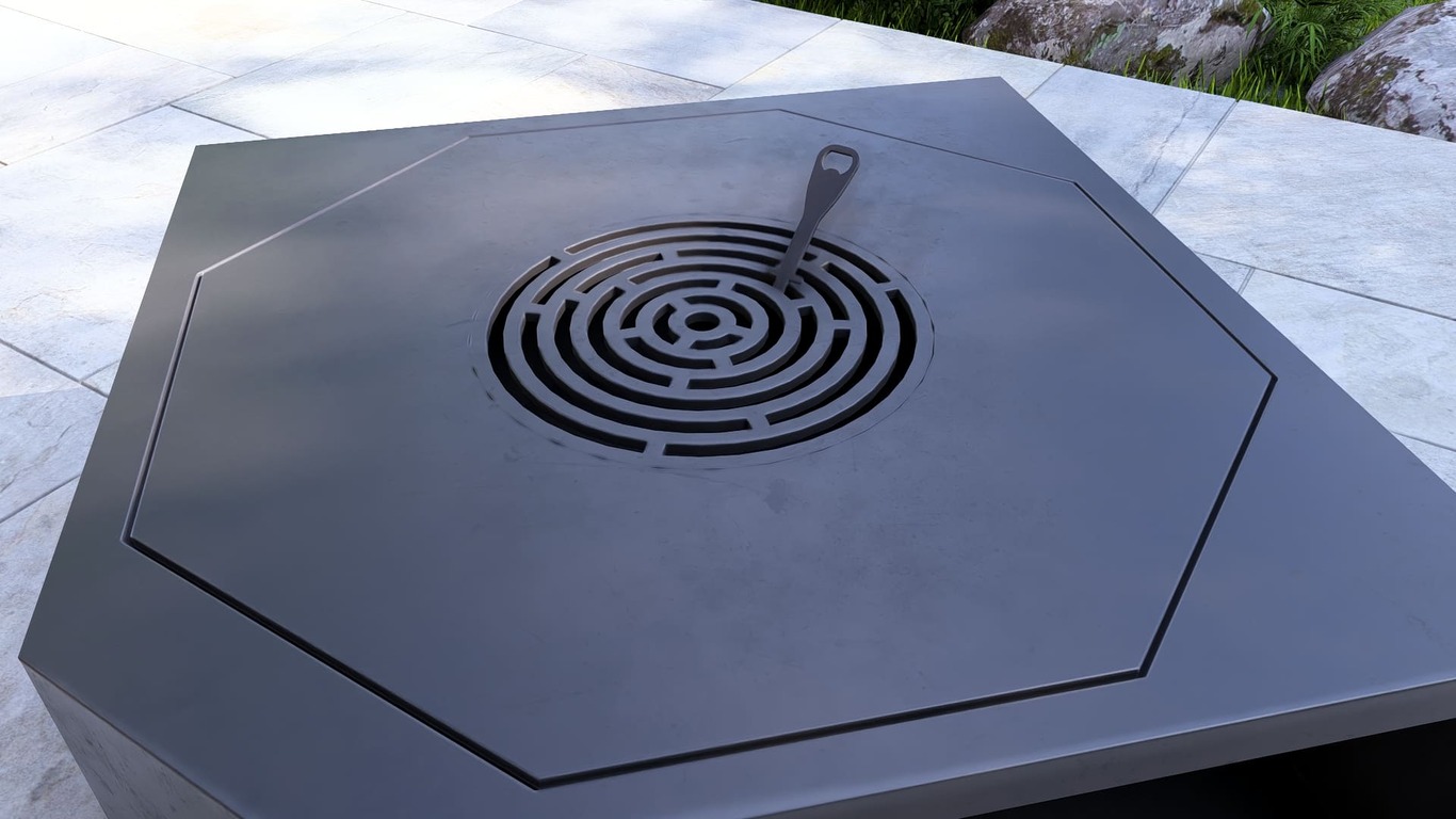 Shield Fire Pit Grill. DXF, SVG files for plasma, laser cutting. Outdoor Barbecue. Фото 14