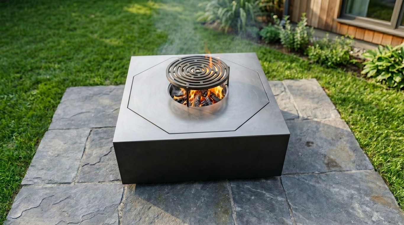 Square Ingot Fire Pit Grill. DXF, SVG files for plasma, laser cutting. Outdoor Barbecue. Фото 2