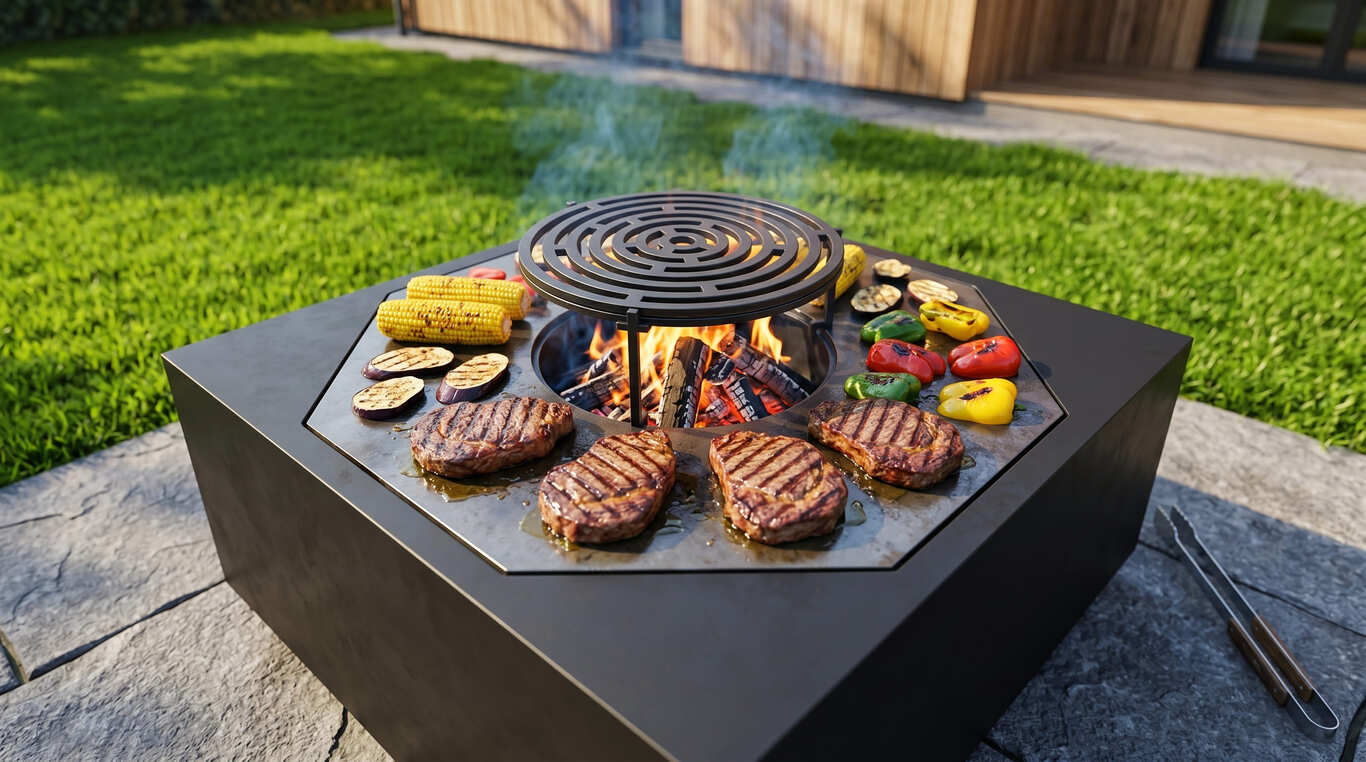 Square Ingot Fire Pit Grill. DXF, SVG files for plasma, laser cutting. Outdoor Barbecue. Фото 3