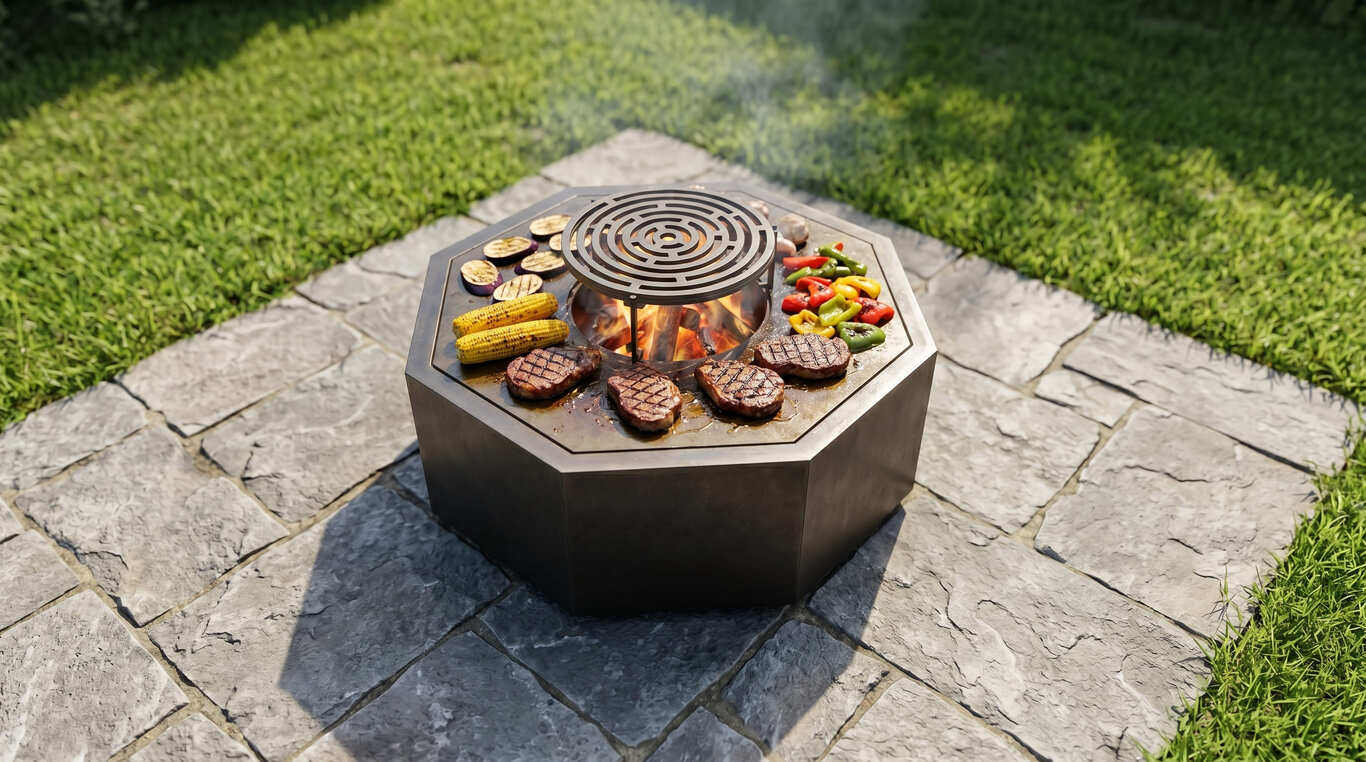 Hexagonal Ingot Fire Pit Grill. DXF, SVG files for plasma, laser cutting. Outdoor Barbecue. Фото 3