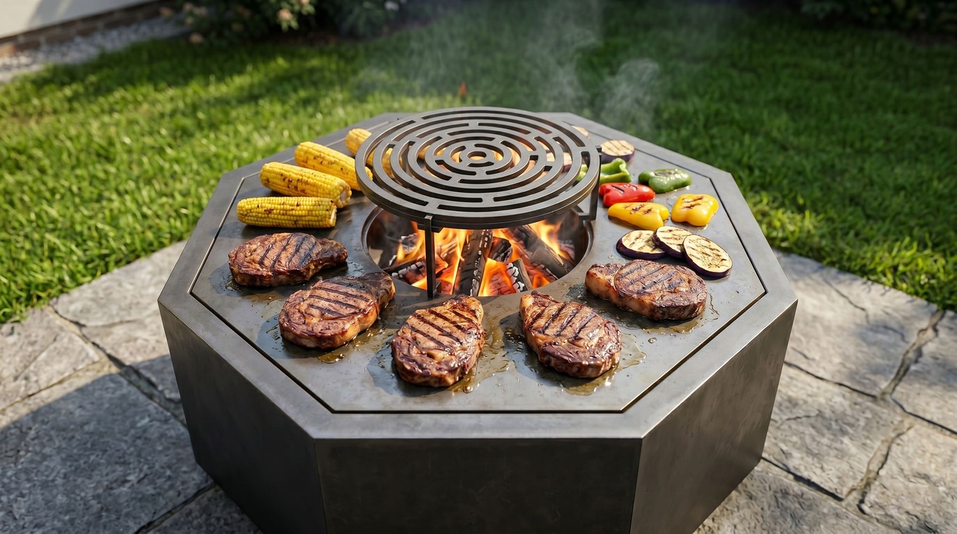 Hexagonal Ingot Fire Pit Grill. DXF, SVG files for plasma, laser cutting. Outdoor Barbecue. Фото 4