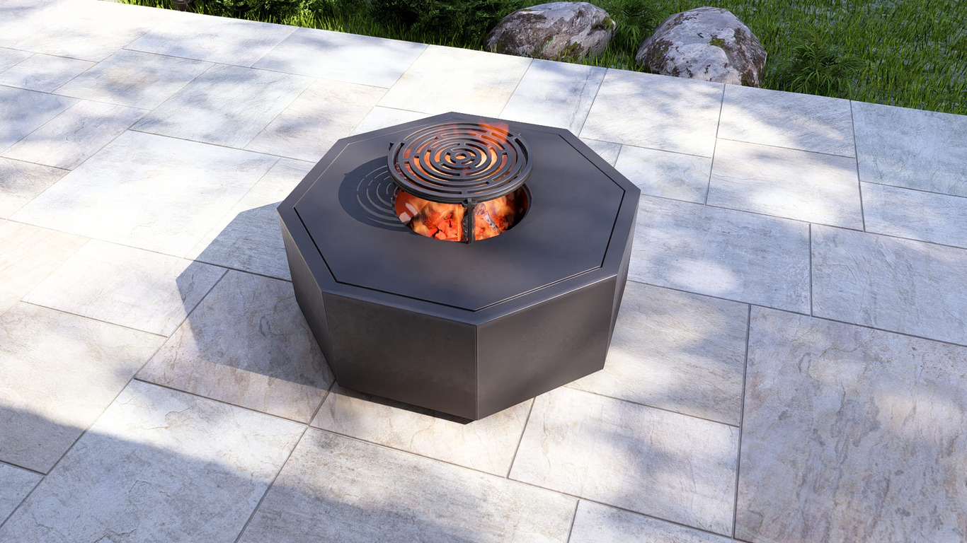 Hexagonal Ingot Fire Pit Grill. DXF, SVG files for plasma, laser cutting. Outdoor Barbecue. Фото 6