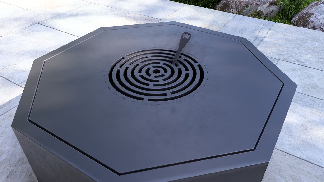 Hexagonal Ingot Fire Pit Grill. DXF, SVG files for plasma, laser cutting. Outdoor Barbecue. Фото 17