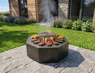 Hexagonal Ingot Fire Pit Grill. DXF, SVG files for plasma, laser cutting. Outdoor Barbecue