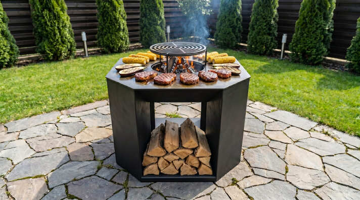 35.5-Inch Stonehenge Fire Pit Grill. DXF, SVG files for plasma, laser cutting. Outdoor Barbecue