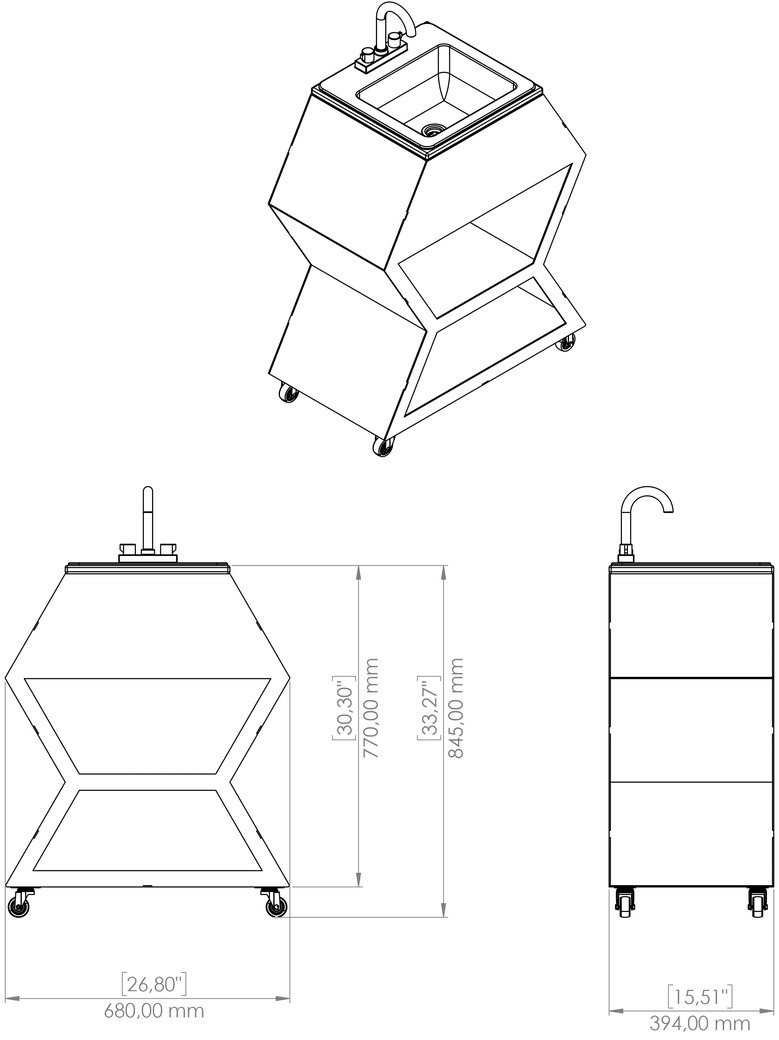 15-inch Sink Module V2. DXF, SVG files for laser, plasma cutting. Patio & Modular Kitchen. Фото 15