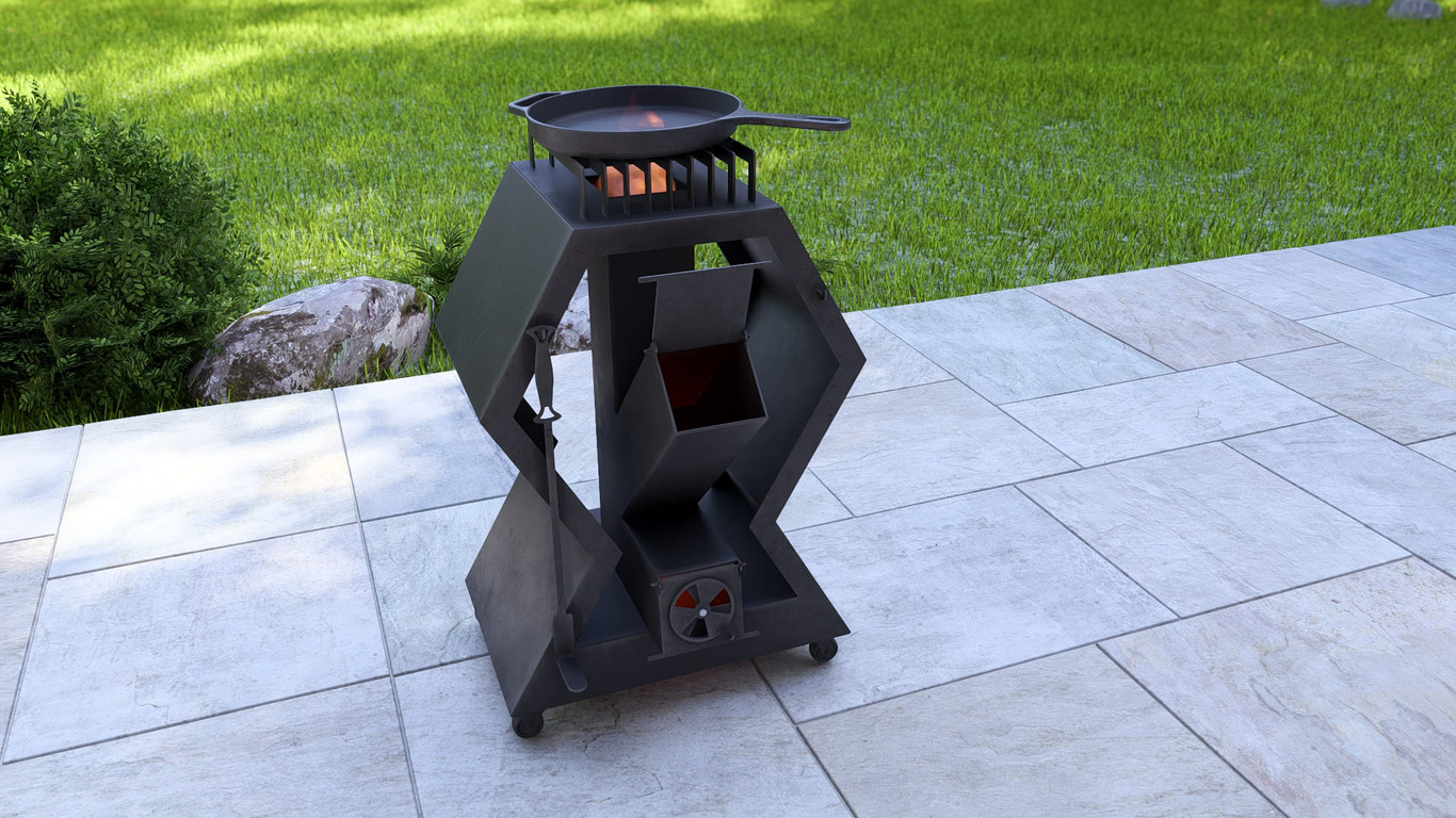 Rocket Stove Module. DXF, SVG files for laser, plasma cutting. Outdoor & Modular Kitchen. Фото 2