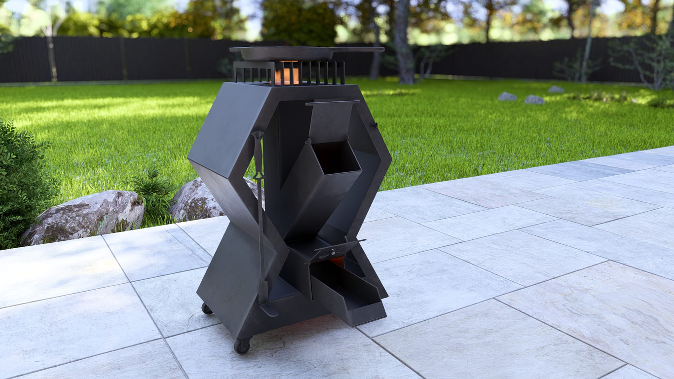 Rocket Stove Module. DXF, SVG files for laser, plasma cutting. Outdoor & Modular Kitchen. Фото 4