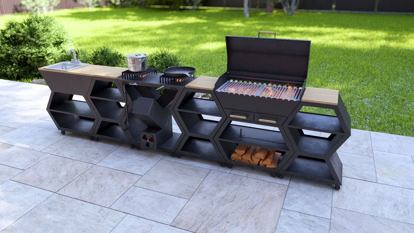 Barbecue Module. DXF, SVG files for laser, plasma cutting. Outdoor & Modular Kitchen. Фото 22