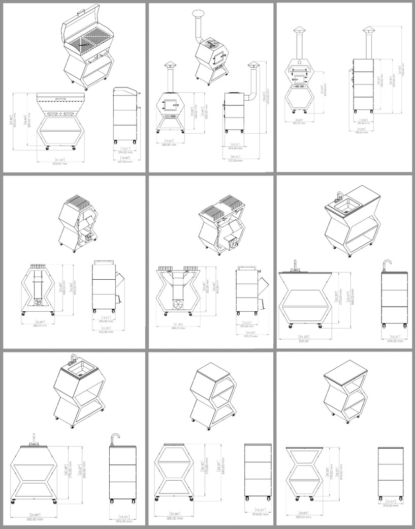 Modular Outdoor Kitchen. DXF, SVG files for plasma, laser cutting. BBQ + Pizza Oven + Cauldron Stove + Rocket Stove + Sink + Table. Фото 18