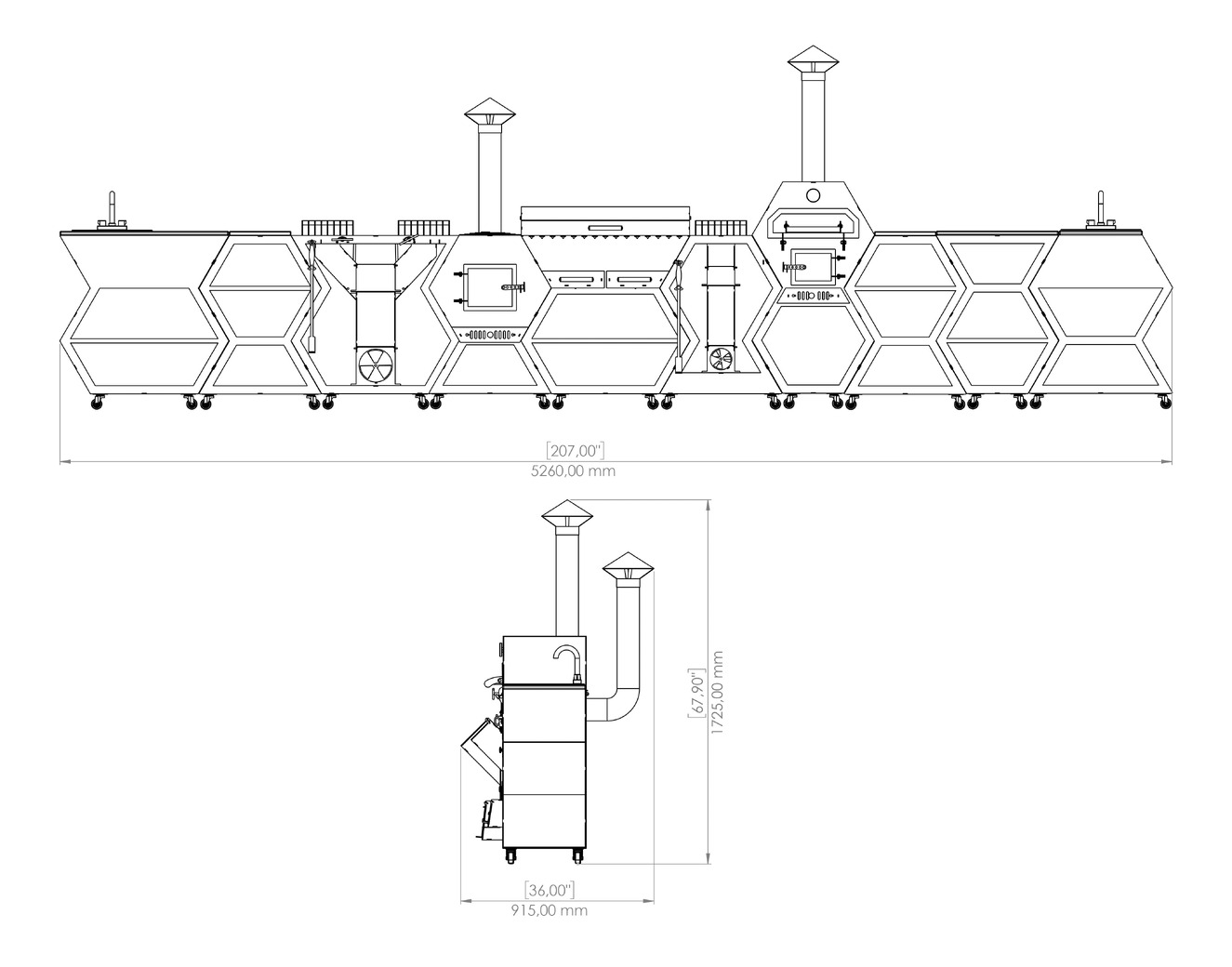 Modular Outdoor Kitchen. DXF, SVG files for plasma, laser cutting. BBQ + Pizza Oven + Cauldron Stove + Rocket Stove + Sink + Table. Фото 19