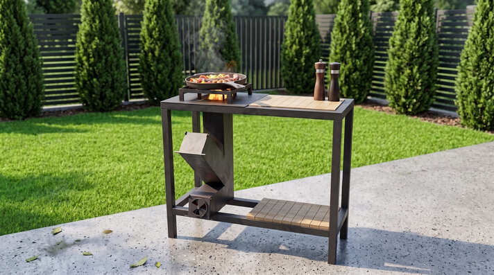 Single Burner Rocket Stove Table. DXF, SVG files for laser, plasma cutting