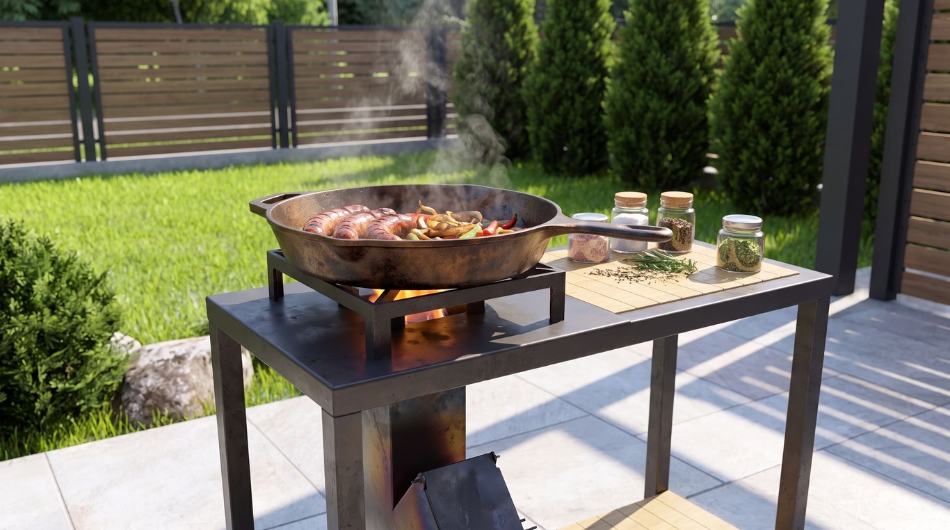 Single Burner Rocket Stove Table. DXF, SVG files for laser, plasma cutting. Фото 2
