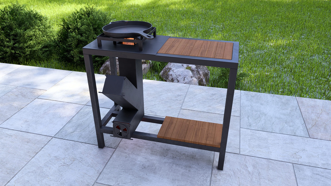 Single Burner Rocket Stove Table. DXF, SVG files for laser, plasma cutting. Фото 3