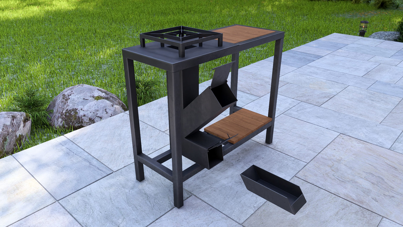 Single Burner Rocket Stove Table. DXF, SVG files for laser, plasma cutting. Фото 12