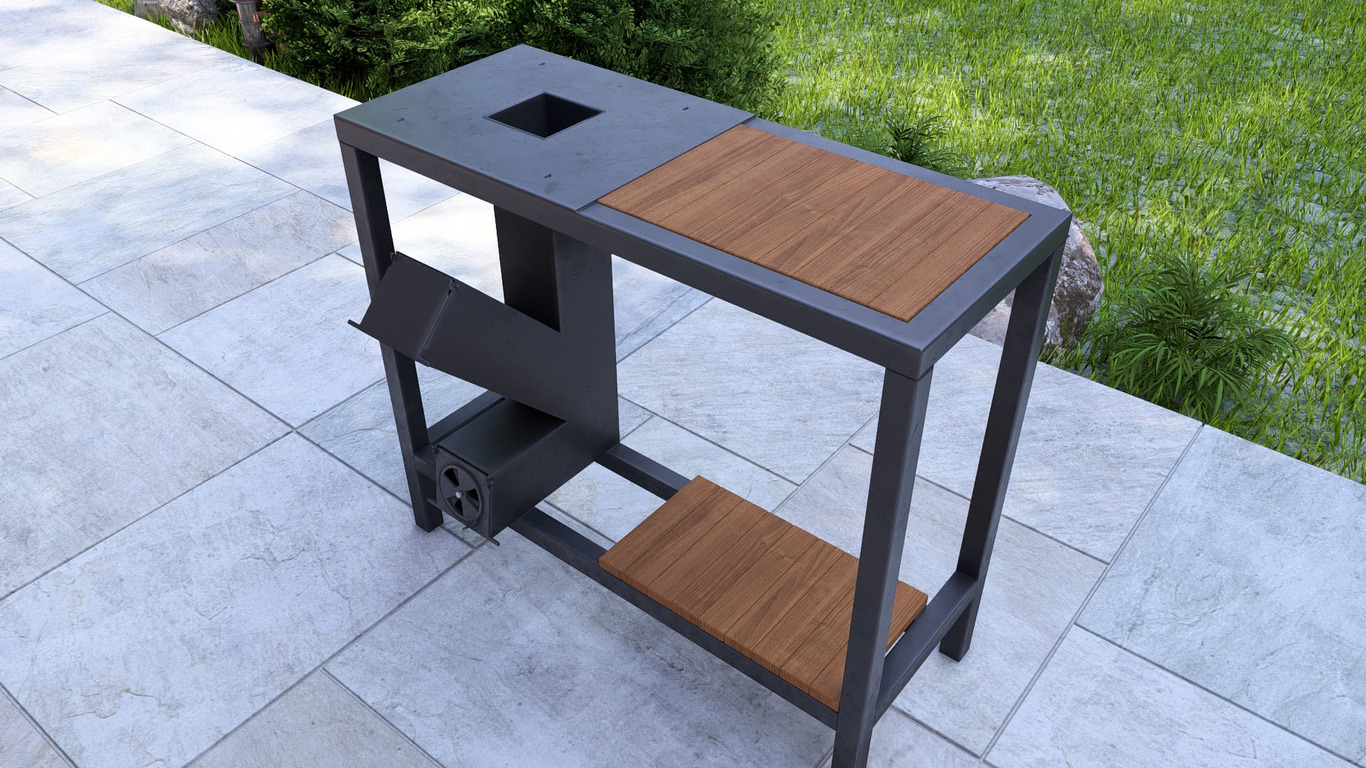 Single Burner Rocket Stove Table. DXF, SVG files for laser, plasma cutting. Фото 16