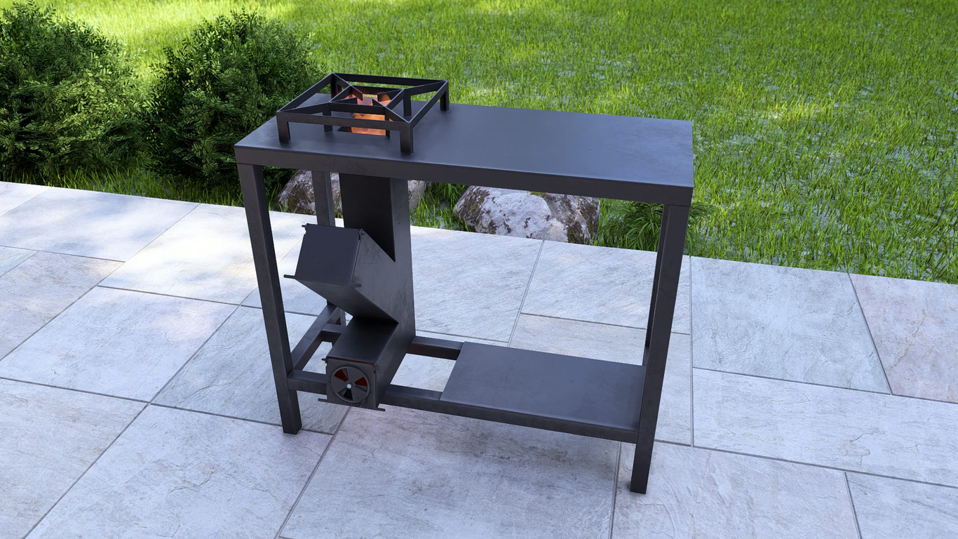 Single Burner Rocket Stove Table. DXF, SVG files for laser, plasma cutting. Фото 4