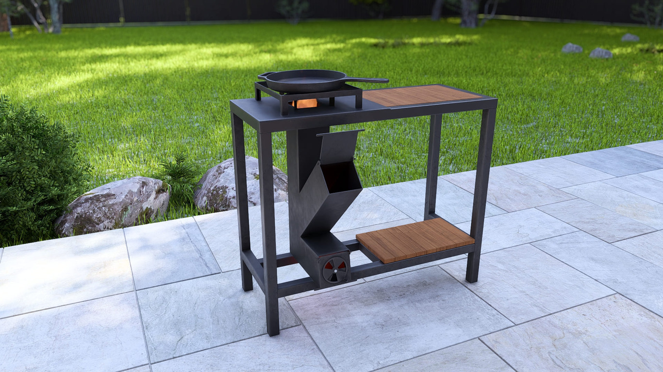 Single Burner Rocket Stove Table. DXF, SVG files for laser, plasma cutting. Фото 5