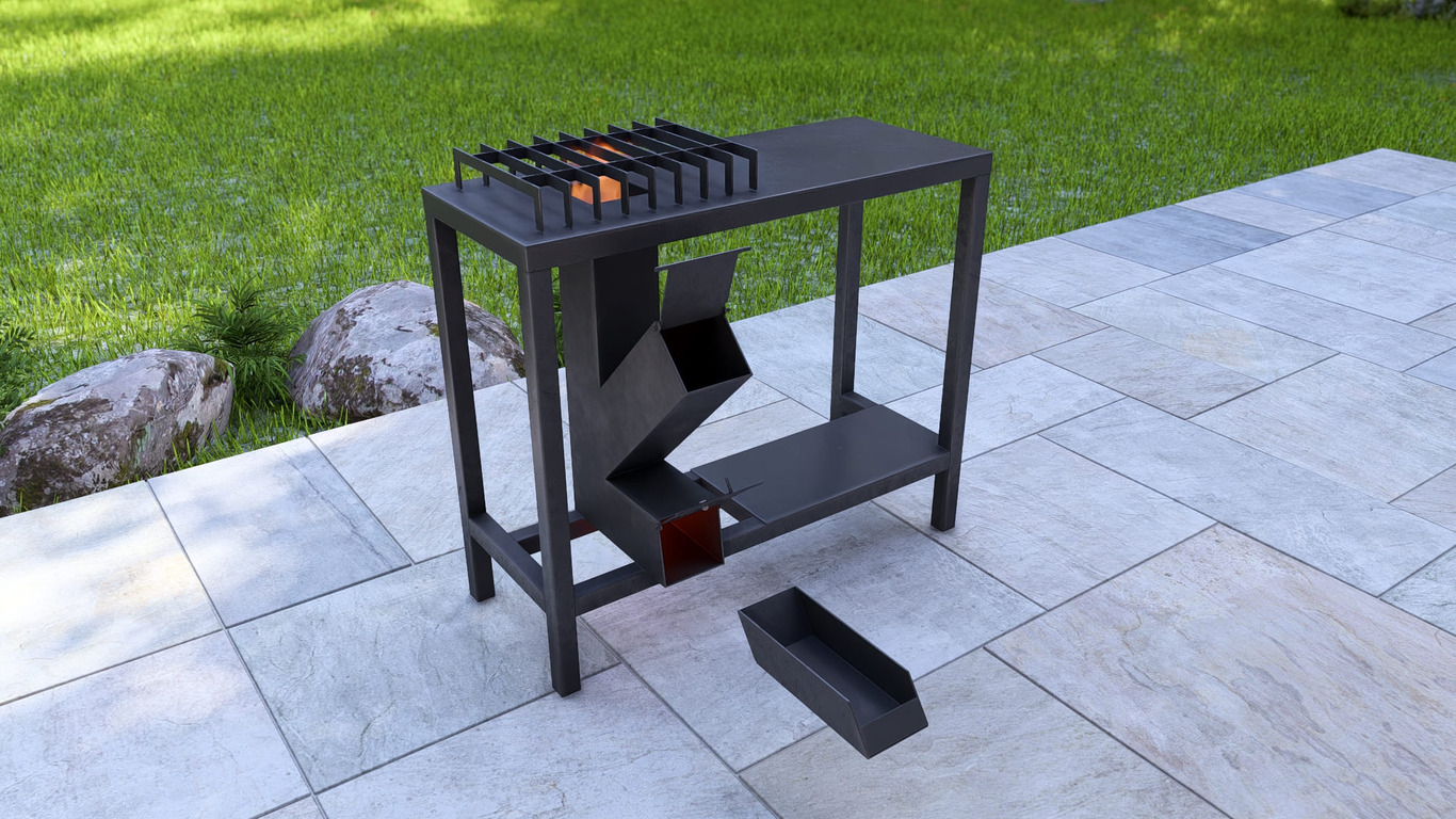 Single Burner Rocket Stove Table. DXF, SVG files for laser, plasma cutting. Фото 7