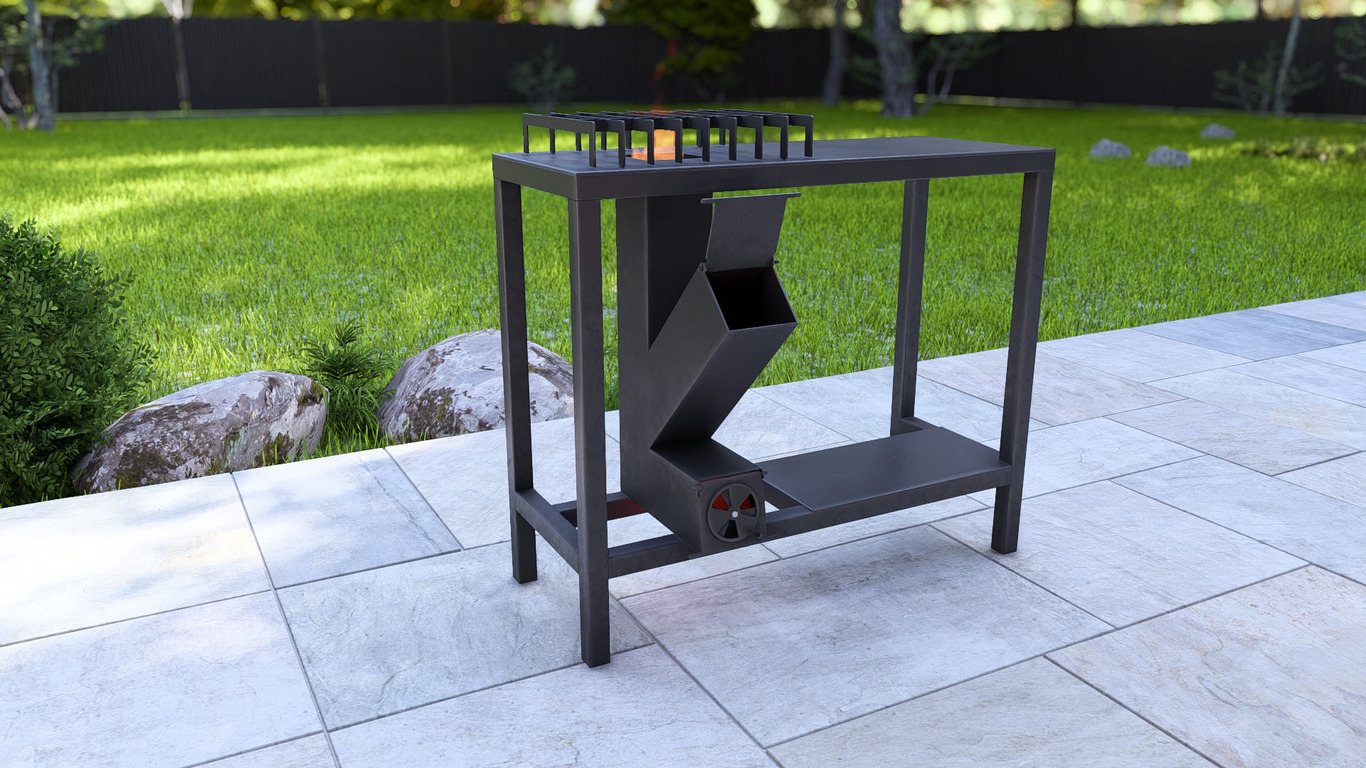 Single Burner Rocket Stove Table. DXF, SVG files for laser, plasma cutting. Фото 8