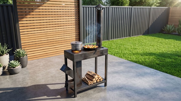 Rocket Stove with Cooktop. DXF, SVG files for laser, plasma cutting