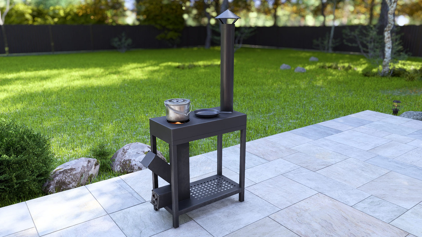 Rocket Stove with Cooktop. DXF, SVG files for laser, plasma cutting. Фото 3