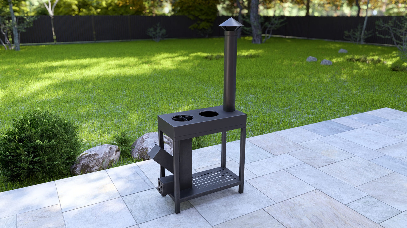 Rocket Stove with Cooktop. DXF, SVG files for laser, plasma cutting. Фото 8