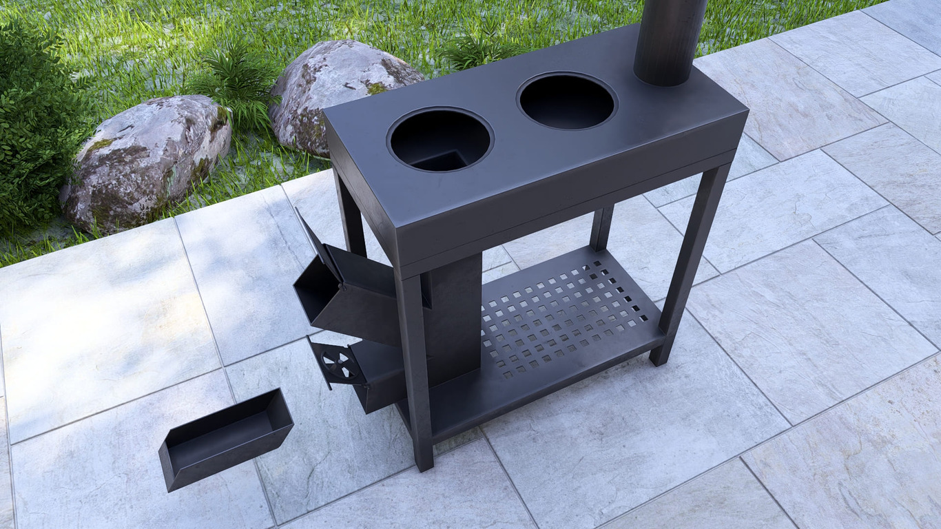 Rocket Stove with Cooktop. DXF, SVG files for laser, plasma cutting. Фото 11
