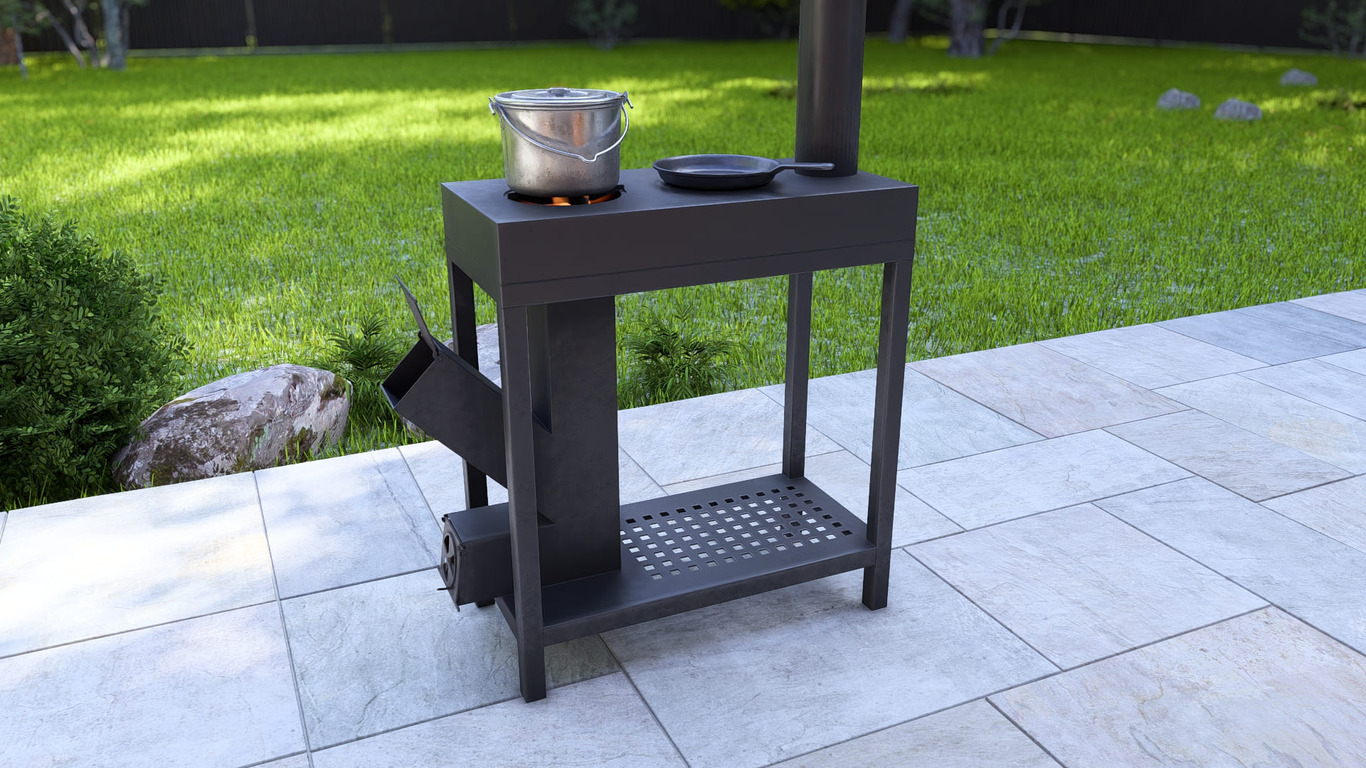 Rocket Stove with Cooktop. DXF, SVG files for laser, plasma cutting. Фото 4