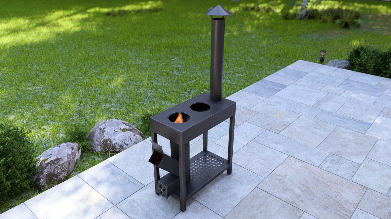 Rocket Stove with Cooktop. DXF, SVG files for laser, plasma cutting. Фото 6