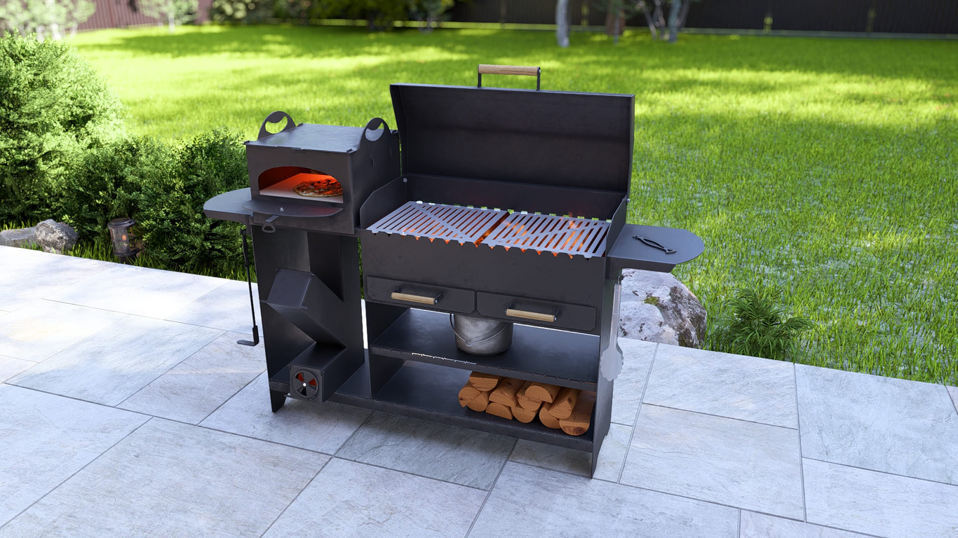 BBQ Grill with Rocket Stove & Pizza Oven. DXF, SVG files for plasma, laser cutting. Фото 3