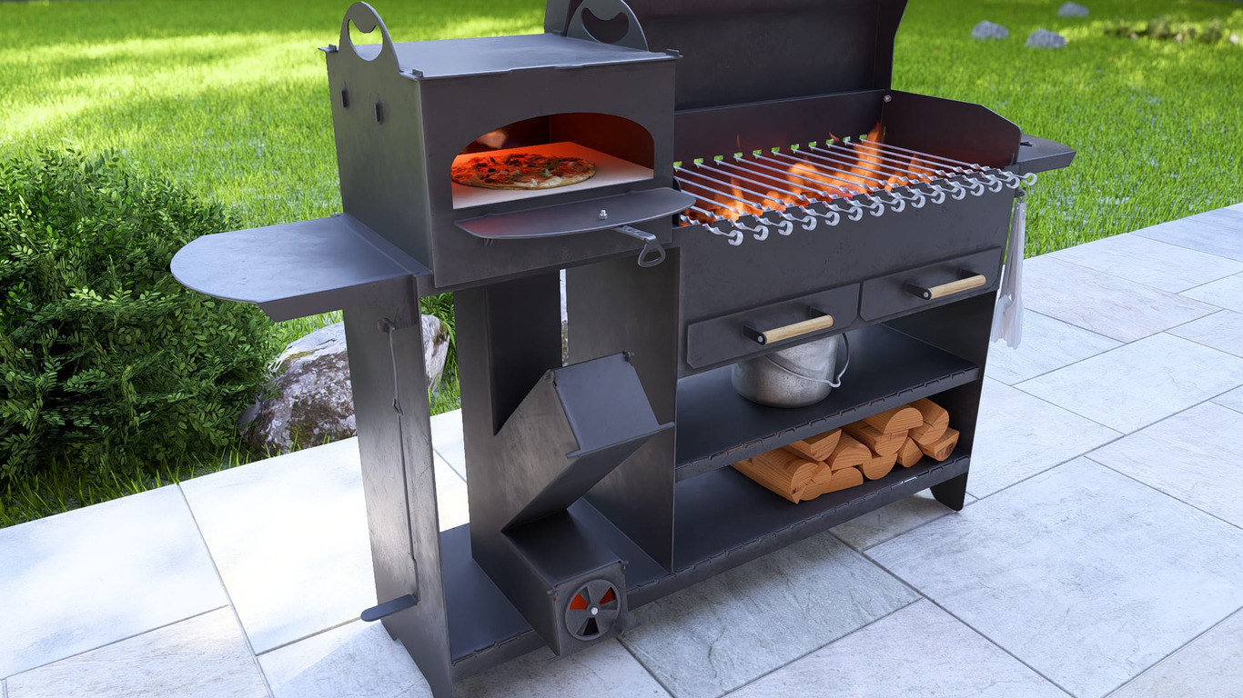 BBQ Grill with Rocket Stove & Pizza Oven. DXF, SVG files for plasma, laser cutting. Фото 12