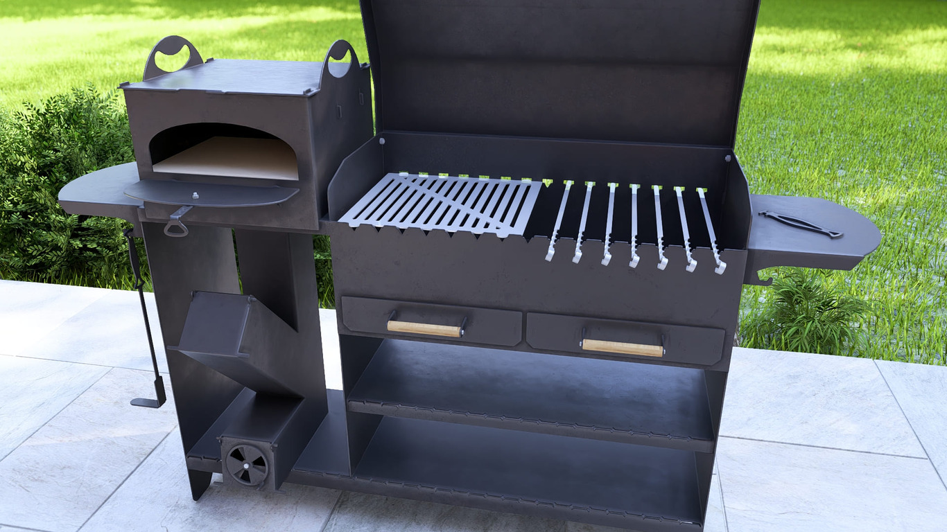 BBQ Grill with Rocket Stove & Pizza Oven. DXF, SVG files for plasma, laser cutting. Фото 13